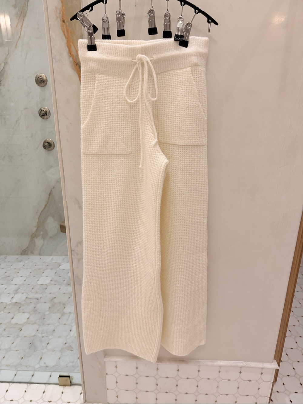 Alaïa Cream Wide-Leg Knit Pants